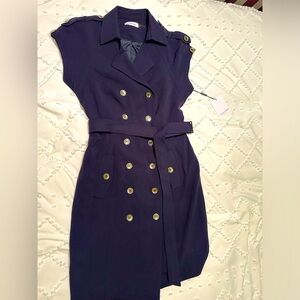 NWT Calvin Klein Military Style Double Breasted Midi Dress Size 6